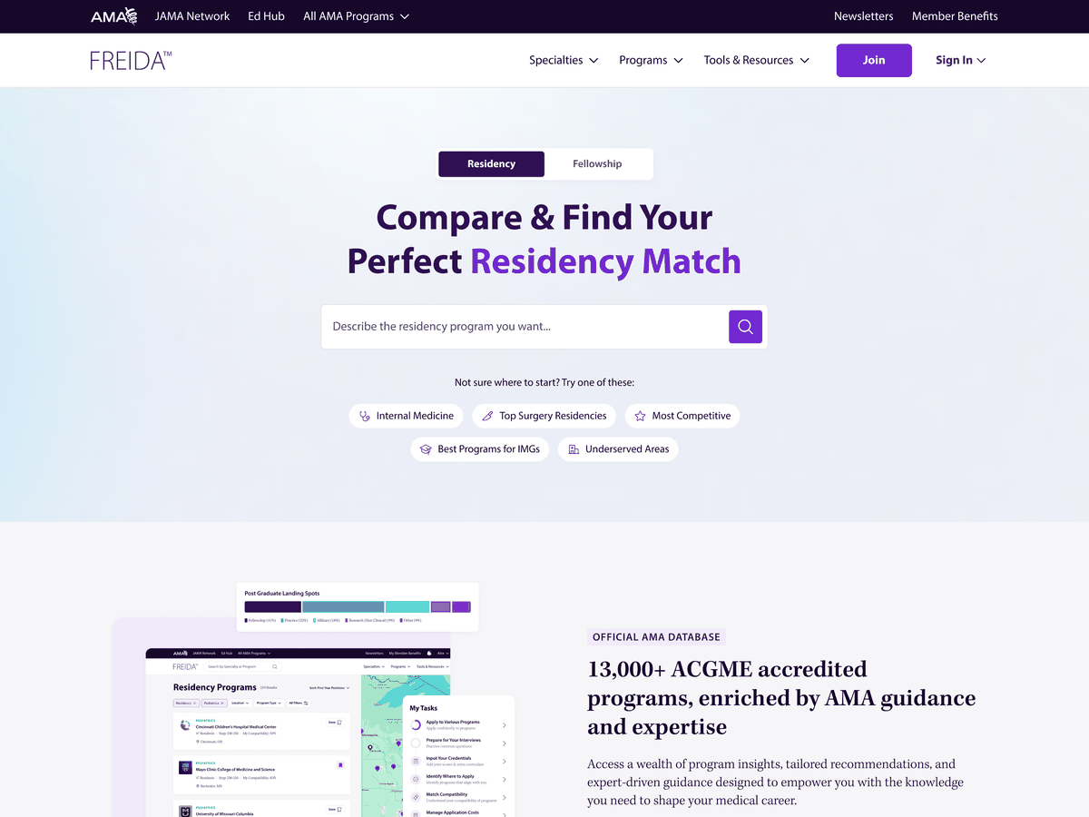 The FREIDA home page