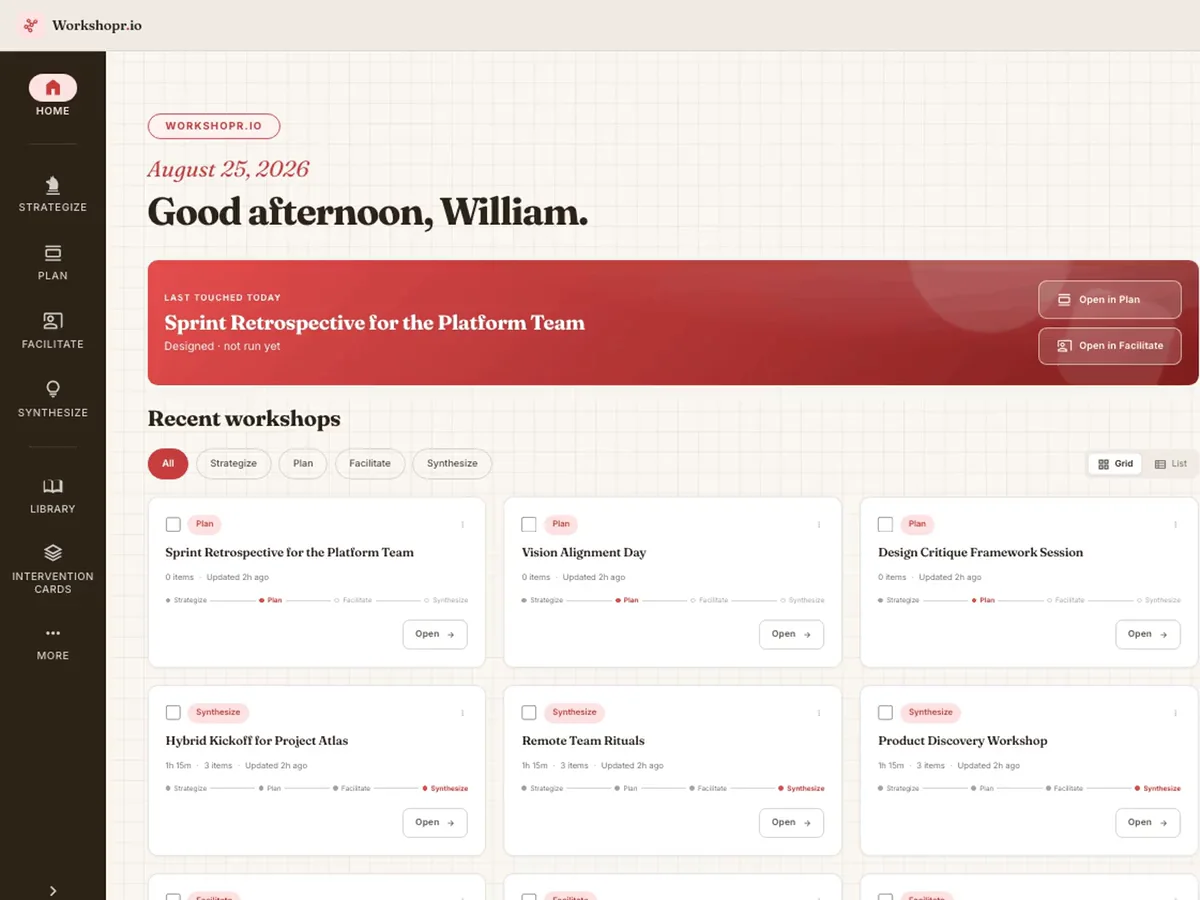 Workshopr.io platform